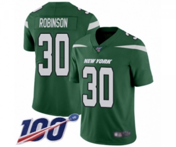 Men's New York Jets #30 Rashard Robinson Green Team Color Vapor Untouchable Limited Player 100th Season Football Jersey