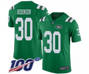 Men's New York Jets #30 Rashard Robinson Limited Green Rush Vapor Untouchable 100th Season Football Jersey