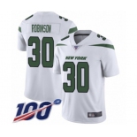 Men's New York Jets #30 Rashard Robinson White Vapor Untouchable Limited Player 100th Season Football Jersey