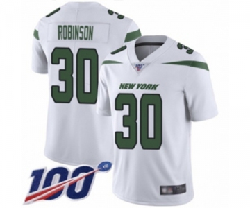 Men's New York Jets #30 Rashard Robinson White Vapor Untouchable Limited Player 100th Season Football Jersey