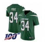 Men's New York Jets #34 Brian Poole Green Team Color Vapor Untouchable Limited Player 100th Season Football Jersey