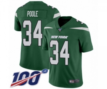 Men's New York Jets #34 Brian Poole Green Team Color Vapor Untouchable Limited Player 100th Season Football Jersey