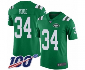 Men's New York Jets #34 Brian Poole Limited Green Rush Vapor Untouchable 100th Season Football Jersey