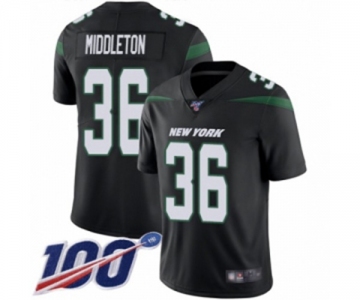 Men's New York Jets #36 Doug Middleton Black Alternate Vapor Untouchable Limited Player 100th Season Football Jersey