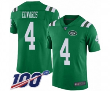 Men's New York Jets #4 Lac Edwards Limited Green Rush Vapor Untouchable 100th Season Football Jersey