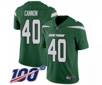 Men's New York Jets #40 Trenton Cannon Green Team Color Vapor Untouchable Limited Player 100th Season Football Jersey