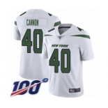 Men's New York Jets #40 Trenton Cannon White Vapor Untouchable Limited Player 100th Season Football Jersey