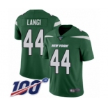 Men's New York Jets #44 Harvey Langi Green Team Color Vapor Untouchable Limited Player 100th Season Football Jersey