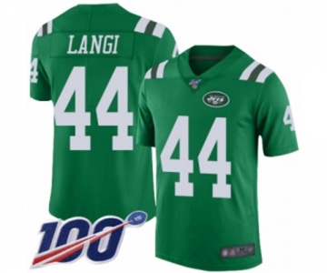 Men's New York Jets #44 Harvey Langi Limited Green Rush Vapor Untouchable 100th Season Football Jersey