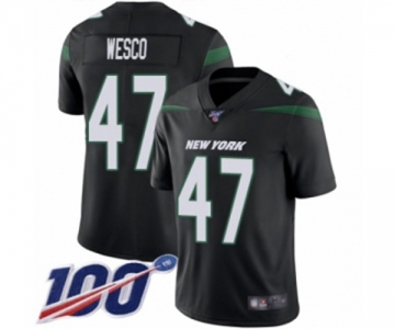 Men's New York Jets #47 Trevon Wesco Black Alternate Vapor Untouchable Limited Player 100th Season Football Jersey