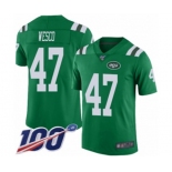 Men's New York Jets #47 Trevon Wesco Limited Green Rush Vapor Untouchable 100th Season Football Jersey