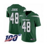 Men's New York Jets #48 Jordan Jenkins Green Team Color Vapor Untouchable Limited Player 100th Season Football Jersey