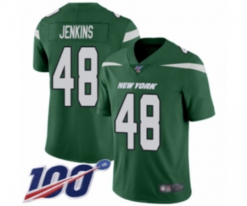 Men's New York Jets #48 Jordan Jenkins Green Team Color Vapor Untouchable Limited Player 100th Season Football Jersey