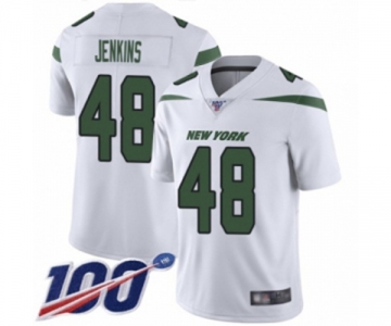 Men's New York Jets #48 Jordan Jenkins White Vapor Untouchable Limited Player 100th Season Football Jersey