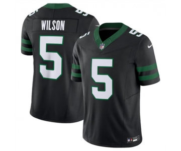 Men's New York Jets #5 Garrett Wilson Black 2024 F.U.S.E. Vapor Limited Football Stitched Jersey