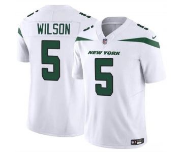 Men's New York Jets #5 Garrett Wilson White 2023 F.U.S.E. Vapor Untouchable Limited Football Stitched Jersey