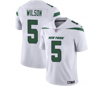 Men's New York Jets #5 Garrett Wilson White Vapor Untouchable Limited Football Stitched Jersey