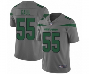 Men's New York Jets #55 Ryan Kalil Limited Gray Inverted Legend Football Jersey