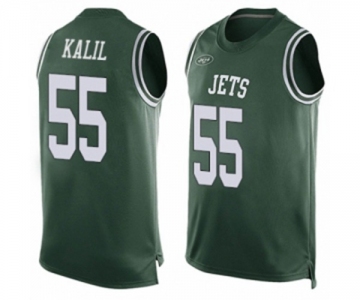 Men's New York Jets #55 Ryan Kalil Limited Green Player Name & Number Tank Top Football Jersey