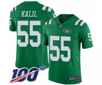 Men's New York Jets #55 Ryan Kalil Limited Green Rush Vapor Untouchable 100th Season Football Jersey