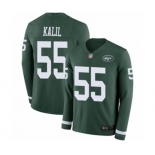 Men's New York Jets #55 Ryan Kalil Limited Green Therma Long Sleeve Football Jersey