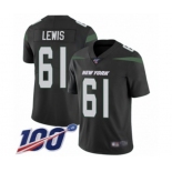 Men's New York Jets #61 Alex Lewis Black Alternate Vapor Untouchable Limited Player 100th Season Football Jersey