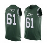 Men's New York Jets #61 Alex Lewis Limited Green Player Name & Number Tank Top Football Jersey