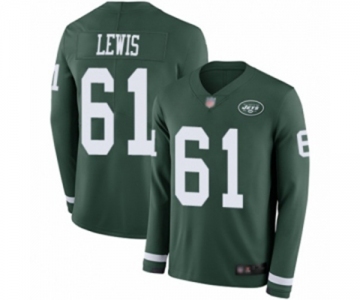 Men's New York Jets #61 Alex Lewis Limited Green Therma Long Sleeve Football Jersey