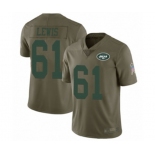 Men's New York Jets #61 Alex Lewis Limited Olive 2017 Salute to Service Football Jersey