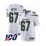 Men's New York Jets #67 Brian Winters White Vapor Untouchable Limited Player 100th Season Football Jersey