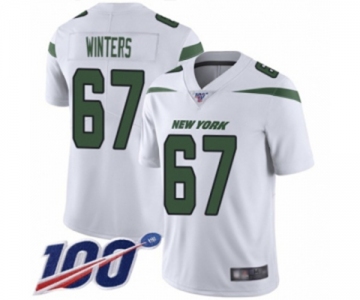 Men's New York Jets #67 Brian Winters White Vapor Untouchable Limited Player 100th Season Football Jersey