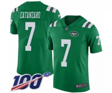 Men's New York Jets #7 Chandler Catanzaro Limited Green Rush Vapor Untouchable 100th Season Football Jersey