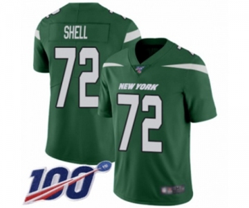 Men's New York Jets #72 Brandon Shell Green Team Color Vapor Untouchable Limited Player 100th Season Football Jersey