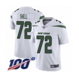 Men's New York Jets #72 Brandon Shell White Vapor Untouchable Limited Player 100th Season Football Jersey