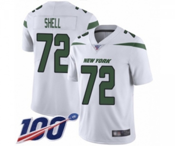 Men's New York Jets #72 Brandon Shell White Vapor Untouchable Limited Player 100th Season Football Jersey