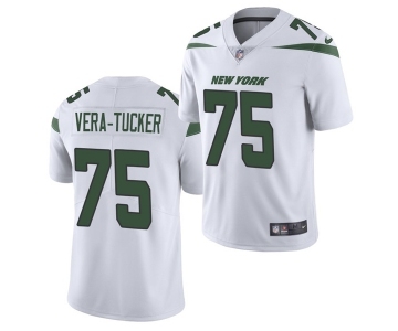 Men's New York Jets #75 Alijah Vera-Tucker White Vapor Untouchable Limited Stitched Jersey