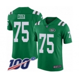 Men's New York Jets #75 Chuma Edoga Limited Green Rush Vapor Untouchable 100th Season Football Jersey