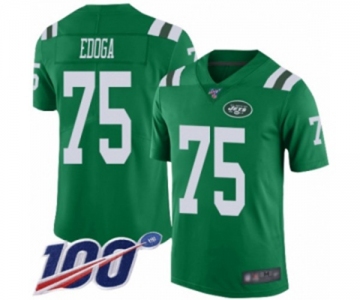 Men's New York Jets #75 Chuma Edoga Limited Green Rush Vapor Untouchable 100th Season Football Jersey