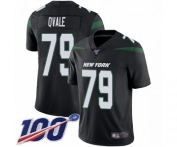 Men's New York Jets #79 Brent Qvale Black Alternate Vapor Untouchable Limited Player 100th Season Football Jersey