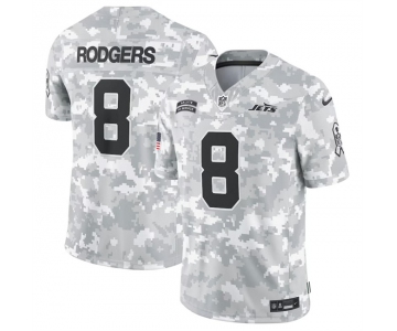 Men's New York Jets #8 Aaron Rodgers 2024 Arctic Camo Salute To Service Limited Stitched Football Jersey