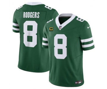 Men's New York Jets #8 Aaron Rodgers Green 2024 F.U.S.E. With 4-Star C Patch Vapor Limited Stitched Jersey