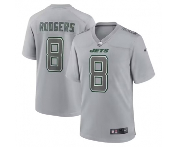 Men's New York Jets #8 Aaron Rodgers Grey Atmosphere Fashion Stitched Jersey