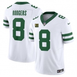 Men's New York Jets #8 Aaron Rodgers White 2023 F.U.S.E. With 4-Star C Patch Vapor Limited Throwback Stitched Football Jersey