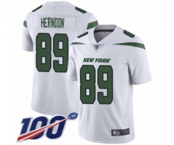 Men's New York Jets #89 Chris Herndon White Vapor Untouchable Limited Player 100th Season Football Jersey