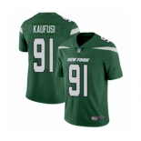 Men's New York Jets #91 Bronson Kaufusi Green Team Color Vapor Untouchable Limited Player Football Jersey