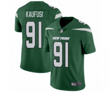 Men's New York Jets #91 Bronson Kaufusi Green Team Color Vapor Untouchable Limited Player Football Jersey