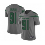 Men's New York Jets #91 Bronson Kaufusi Limited Gray Inverted Legend Football Jersey