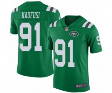 Men's New York Jets #91 Bronson Kaufusi Limited Green Rush Vapor Untouchable Football Jersey