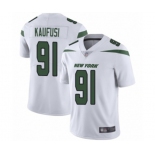 Men's New York Jets #91 Bronson Kaufusi White Vapor Untouchable Limited Player Football Jersey