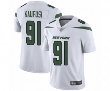 Men's New York Jets #91 Bronson Kaufusi White Vapor Untouchable Limited Player Football Jersey